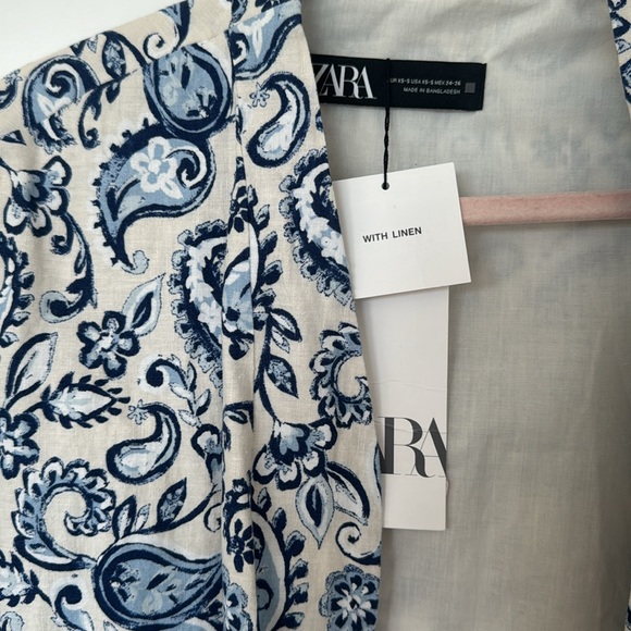 NWT Zara Linen Blend Kimono Jacket Paisley print Sz XS-S - Picture 3 of 11